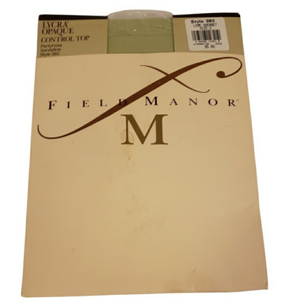 Field Manor Lycra Opaque Control Top Pantyhose Sandaltoe style 382 Lime Sherbert